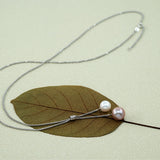 VIREO verstellbare Y-Silberkette mit Perlen