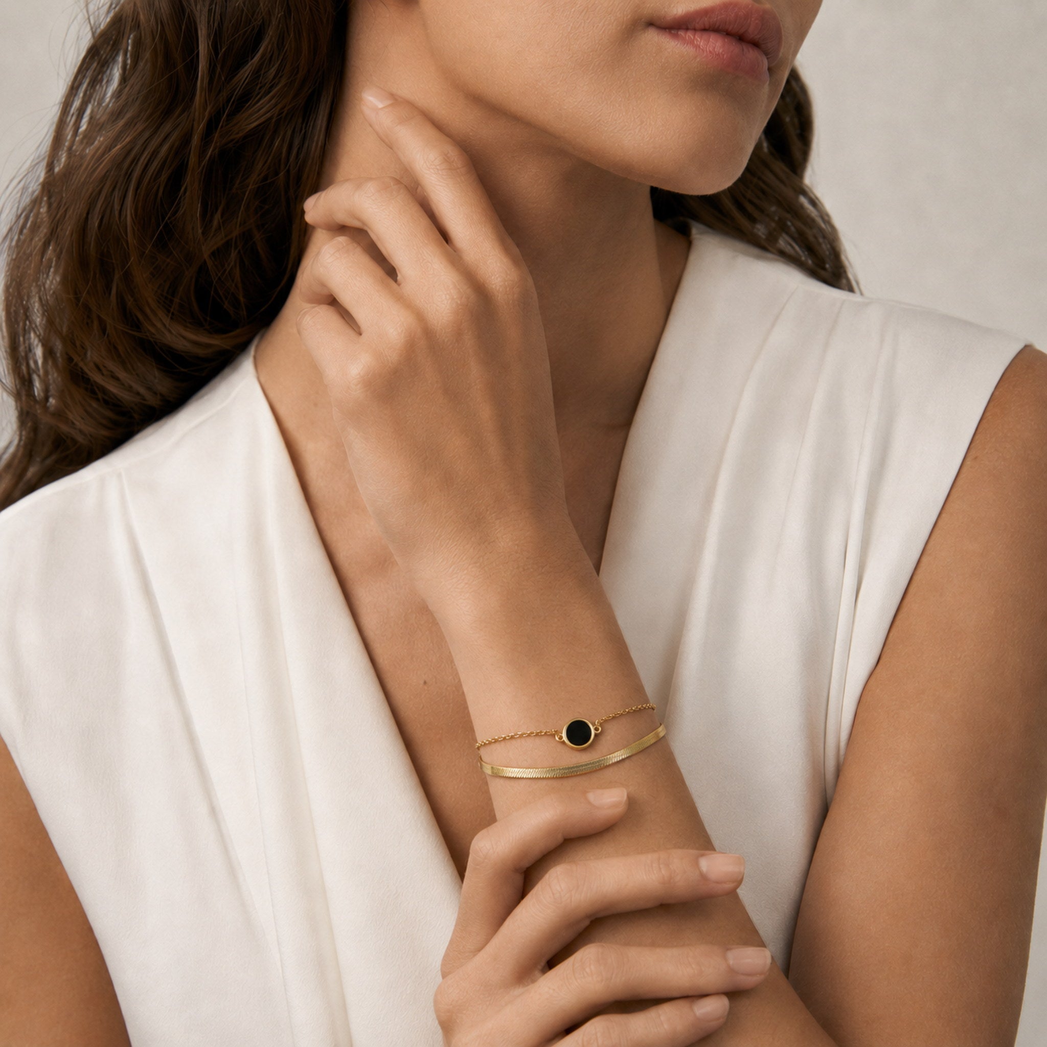 Vireo Silberarmband vergoldet mit Onyx
