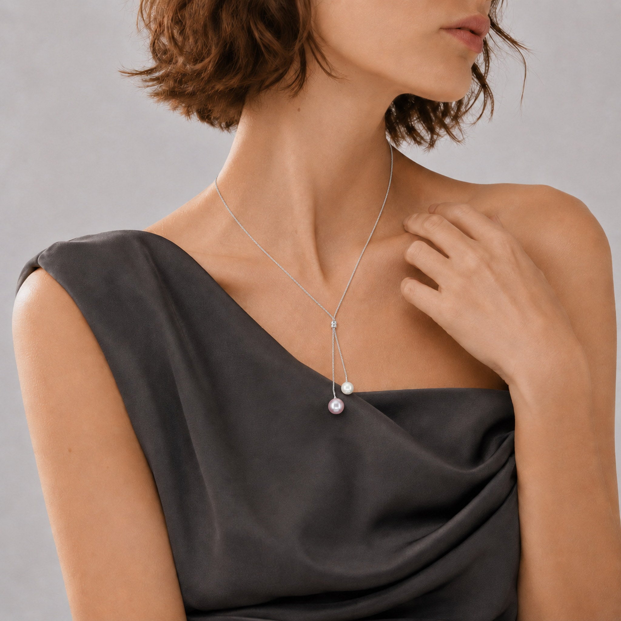 VIREO Y-Silberkette mit zentraler Perle